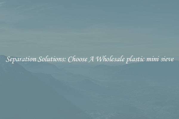 Separation Solutions: Choose A Wholesale plastic mini sieve